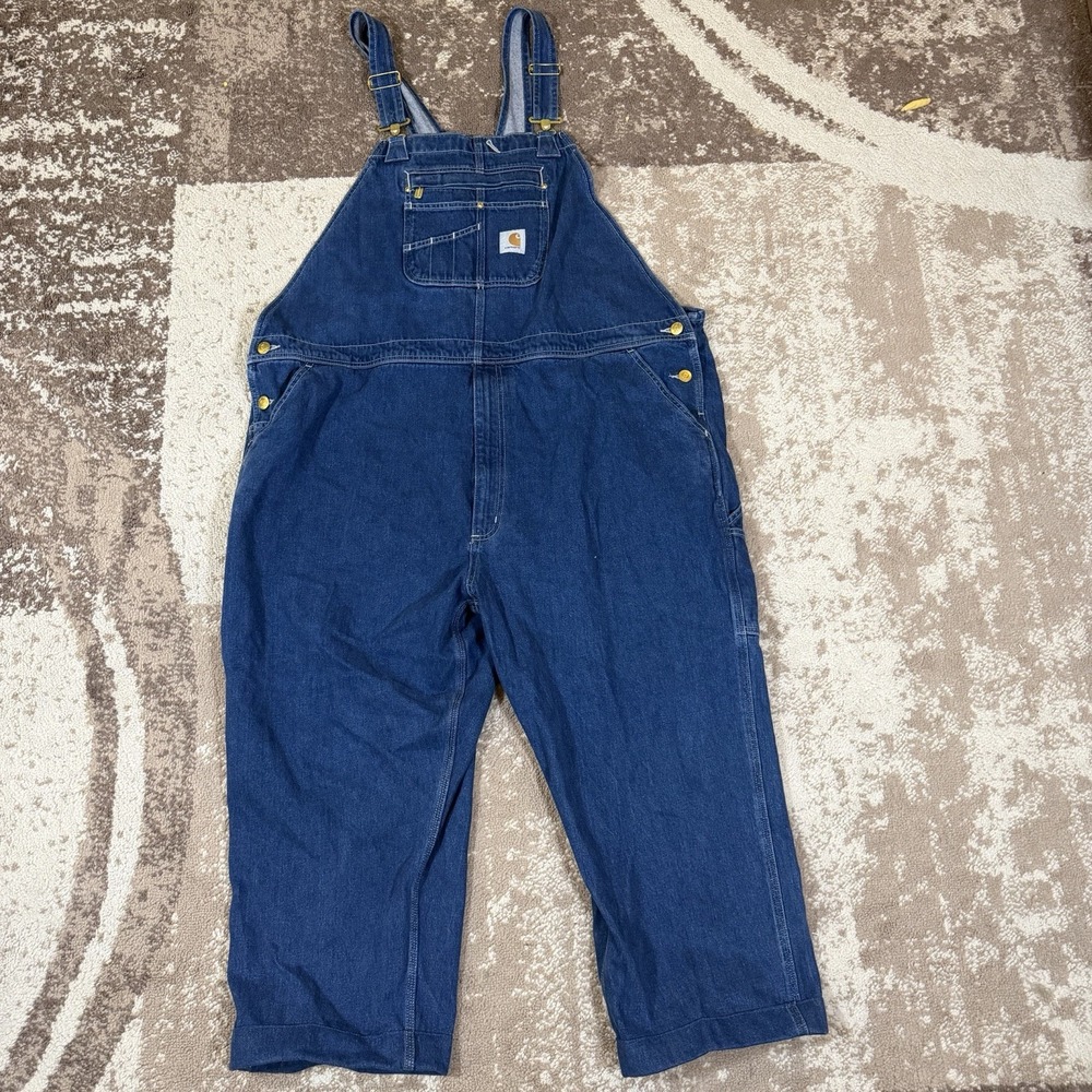 Carhartt Loose Fit Carpenter Overalls OR4672-M Blue Denim Workwear 48x30